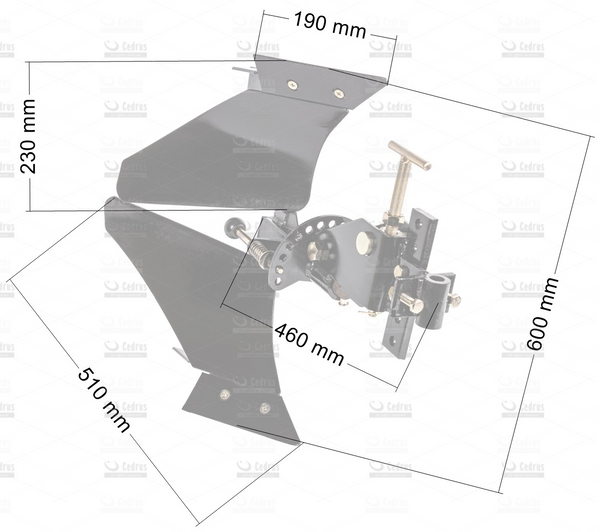 Pług dwustronny-obrotowy do glebogryzarek CEDRUS GL05 GL06 z łącznikiem